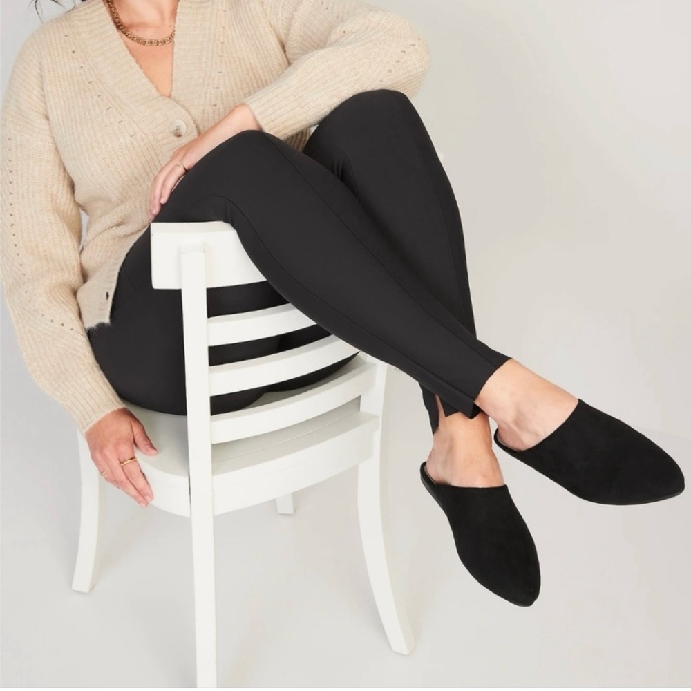 Black Round Toe Faux Suede Mule Slide Shoes - Picture 2 of 10